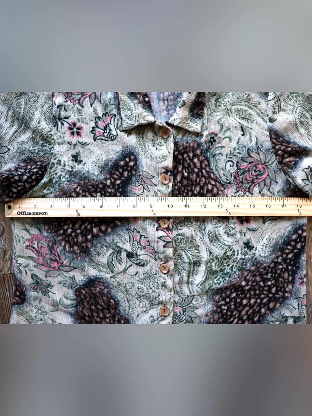 Vintage White Stag Womens M Earthy Floral Pinecone Paisley Shirt Boho 100% Rayon - Picture 14 of 15